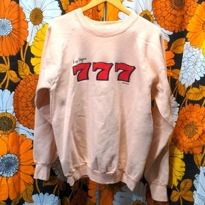 Vintage Pink 1986 Las Vegas Nevada 777 Slots Souvenir Tourist Sweatshirt